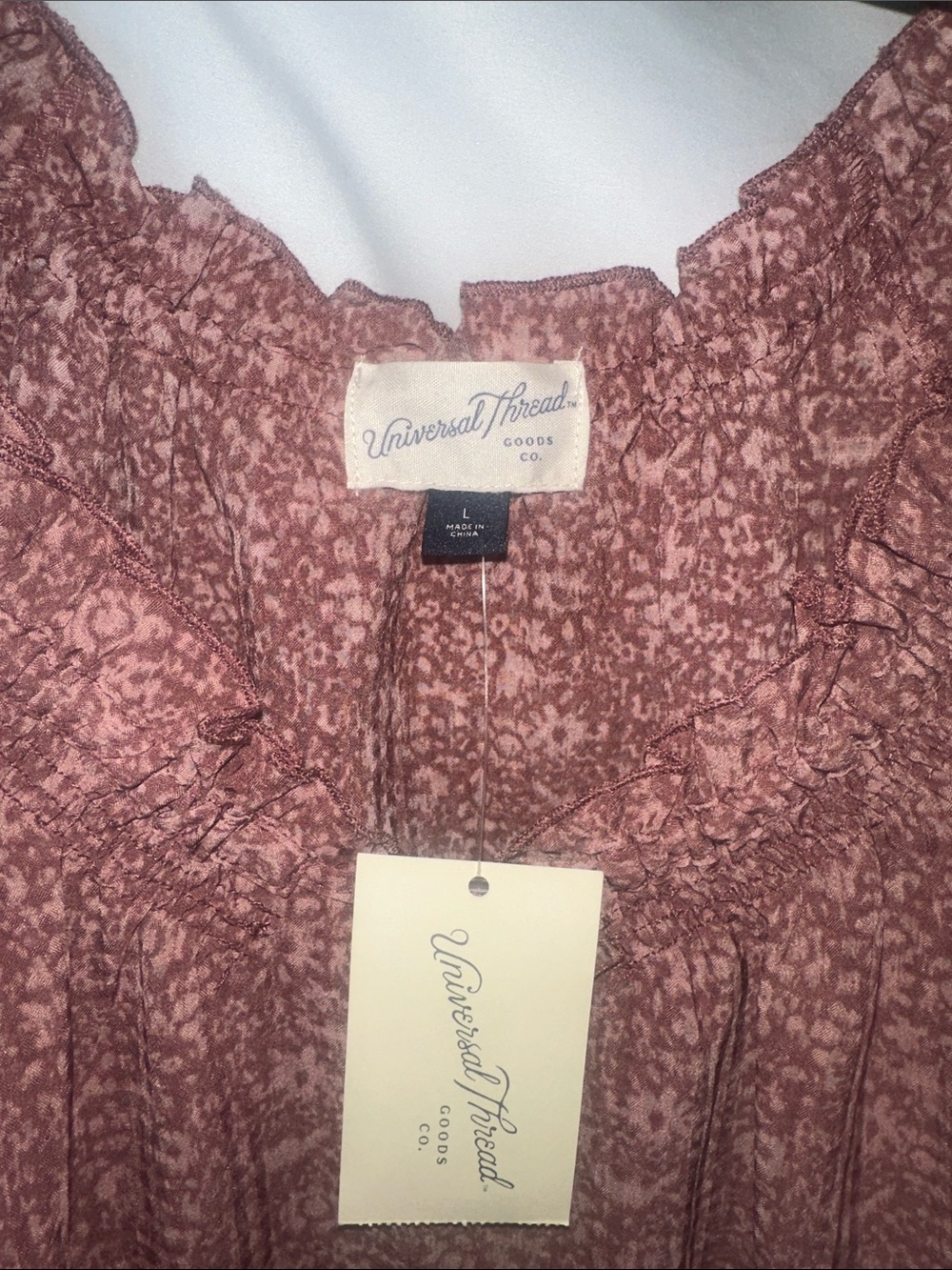 Universal Thread Rust Pink Printed Drawstring Waist Top - Picture 3 of 6